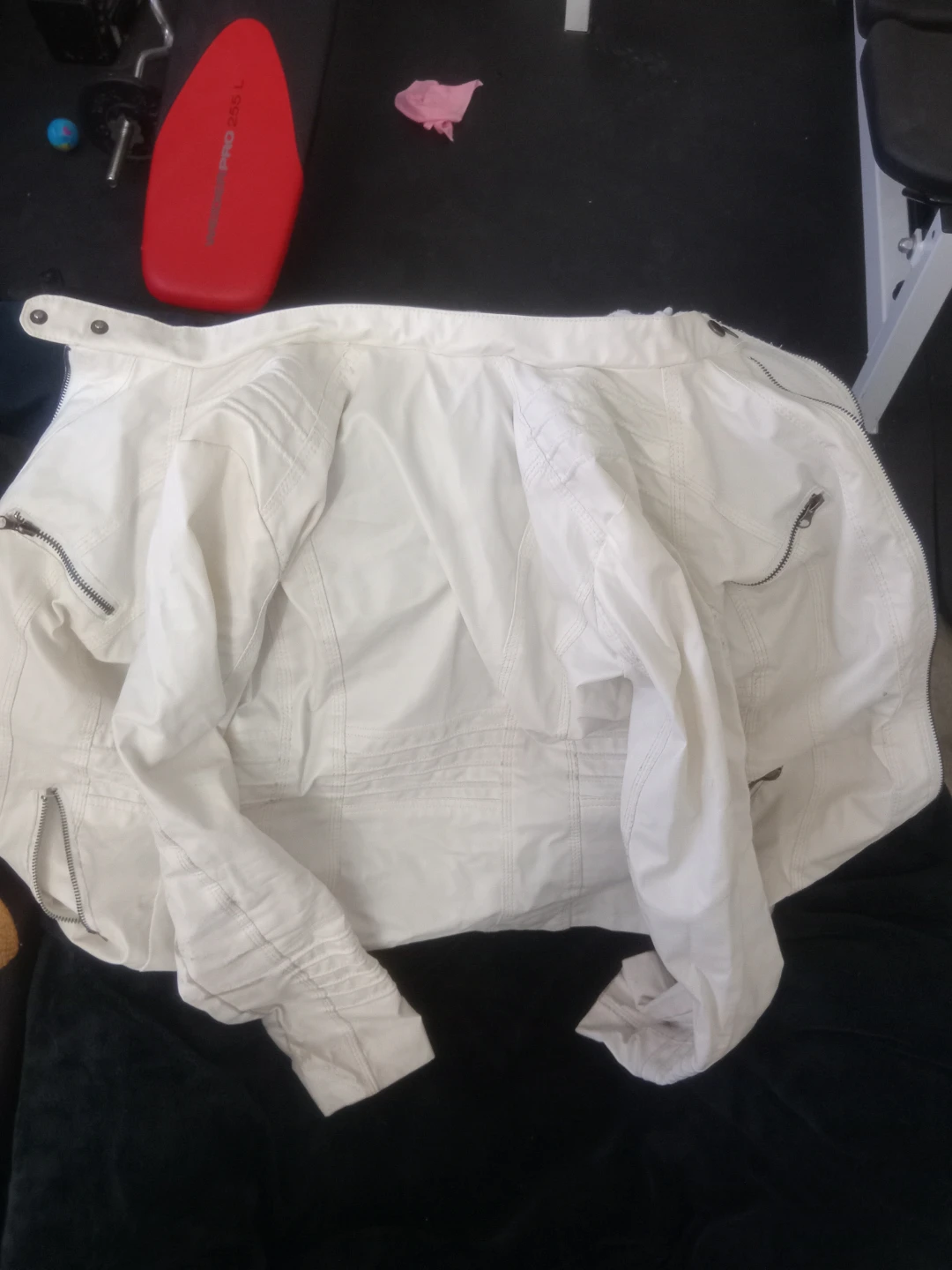 White PU Faux Leather Jacket with Hood - photo 4