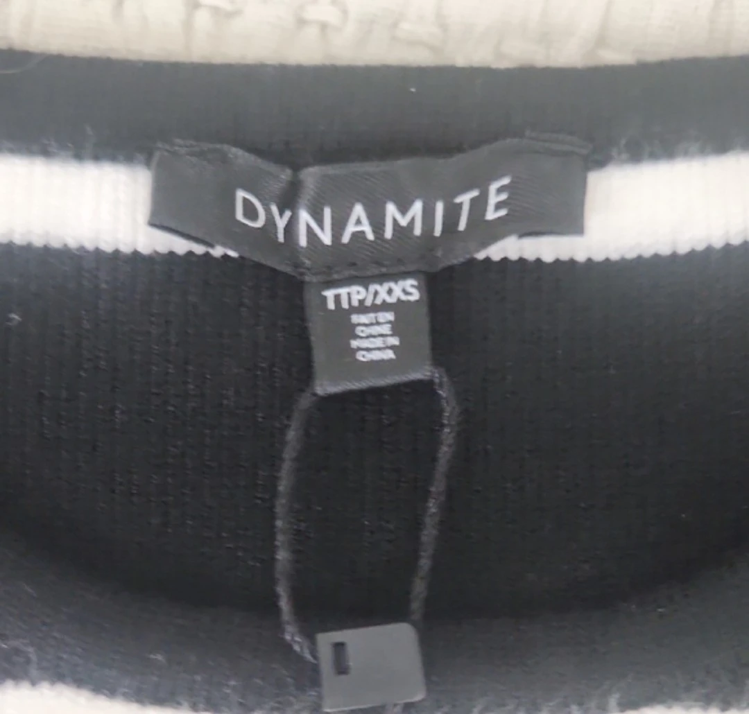 Dynamite Black & White Striped Knit Tank Top XXS - photo 3