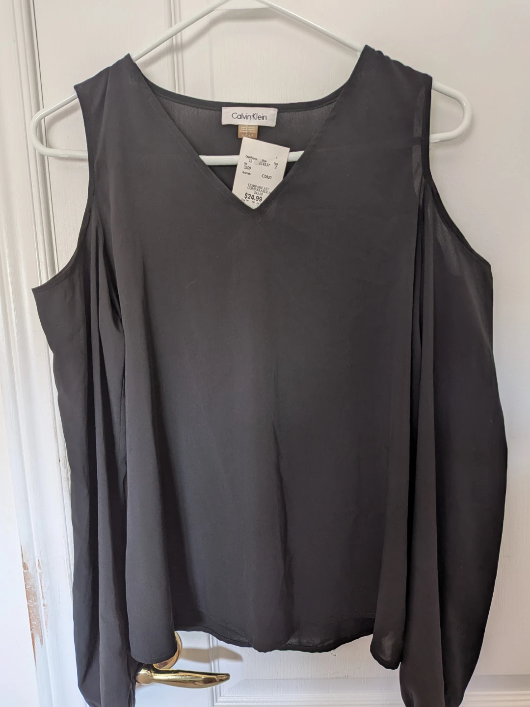 Calvin Klein Black Cold Shoulder Blouse - Size S/P