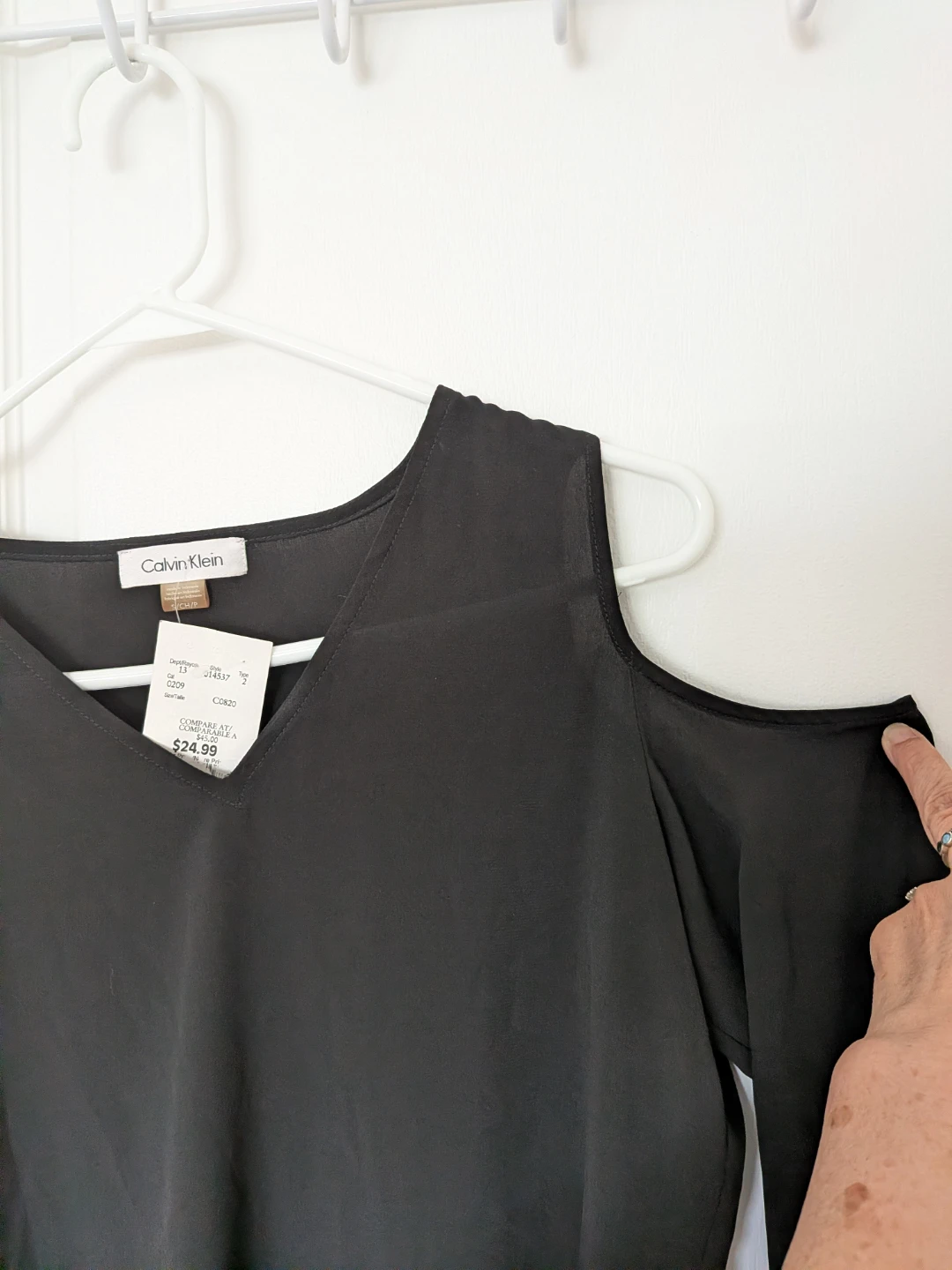 Calvin Klein Black Cold Shoulder Blouse - Size S/P - photo 3