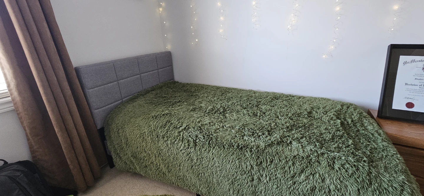 Grey Upholstered Twin Headboard and Twin Mattress - photo 2