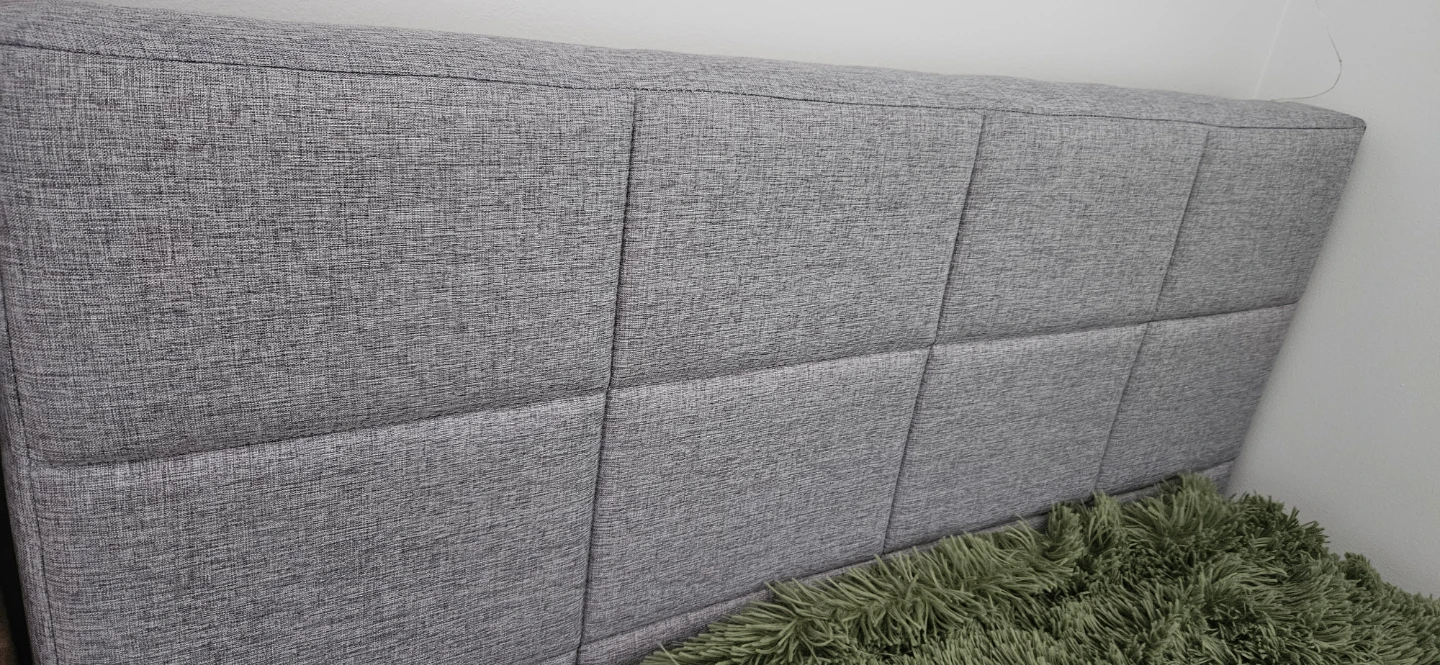 Grey Upholstered Twin Headboard and Twin Mattress - photo 3