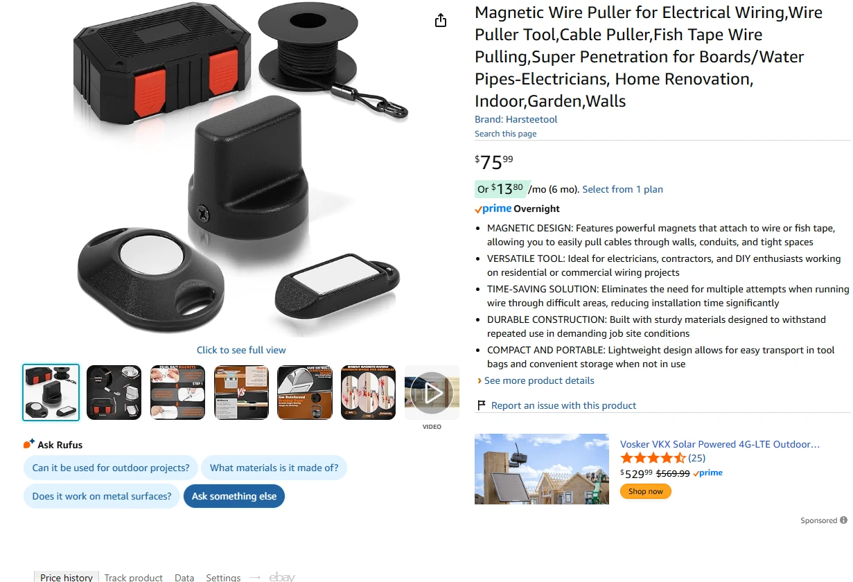 Magnetic Wire Puller for Electrical Wiring, Fish Tape Tool - photo 2