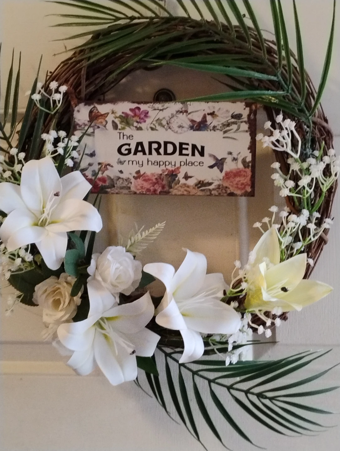 Artificial Floral Wreath "The Garden is my happy place" - photo 2