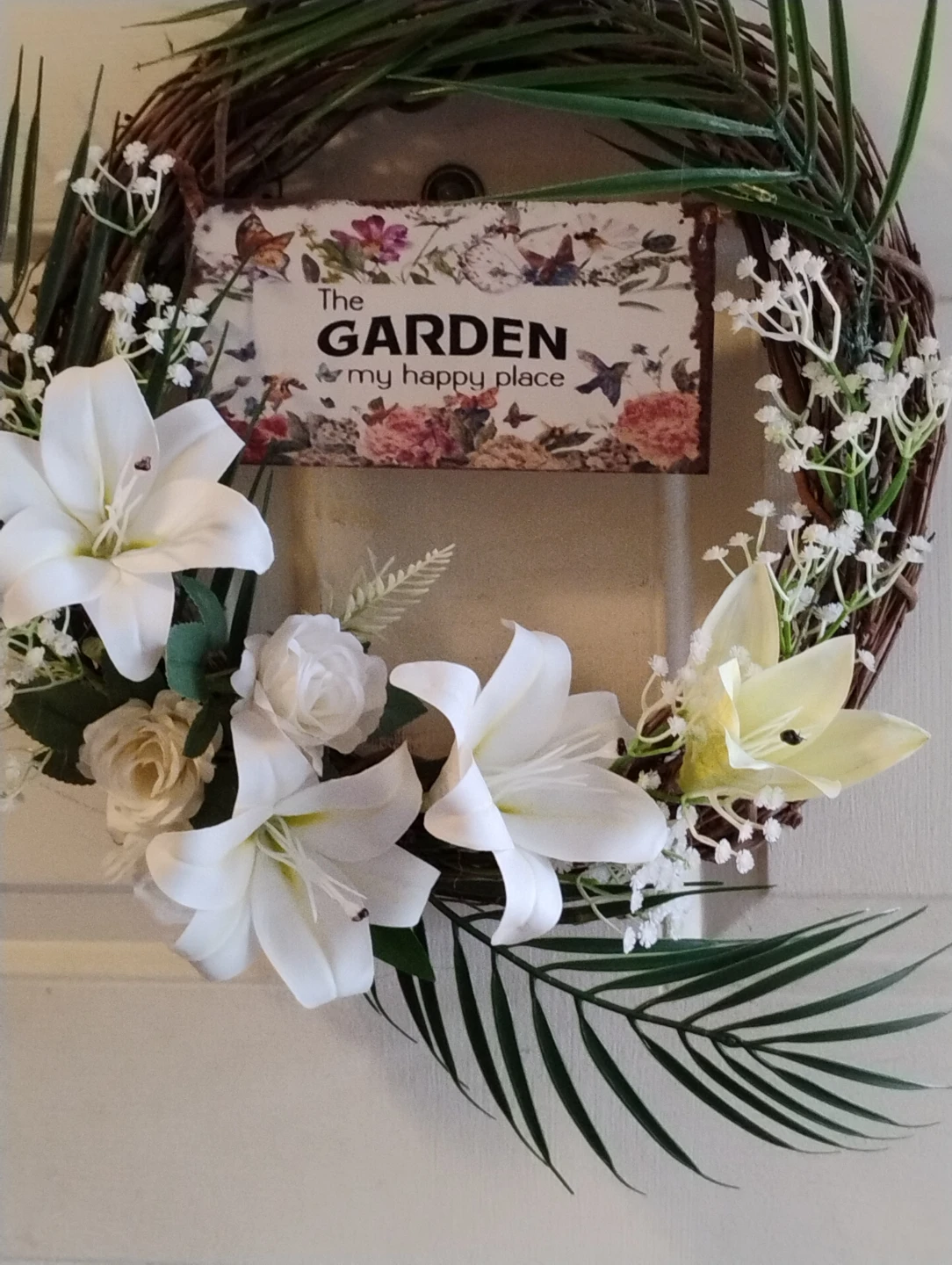 Artificial Floral Wreath "The Garden is my happy place" - photo 3