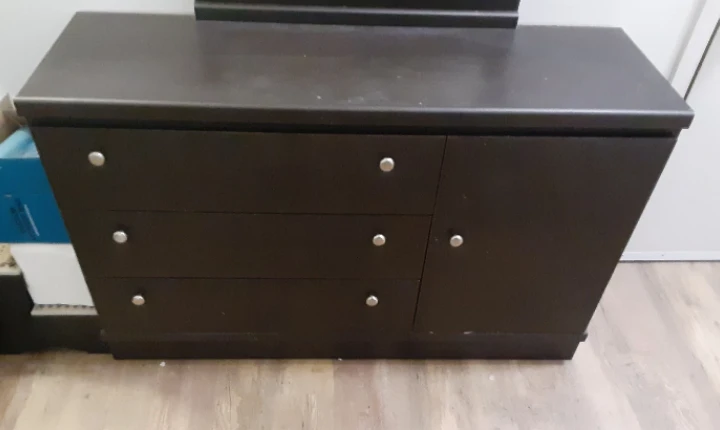 Dark Brown Dresser 3 Drawers with Mirror - photo 2