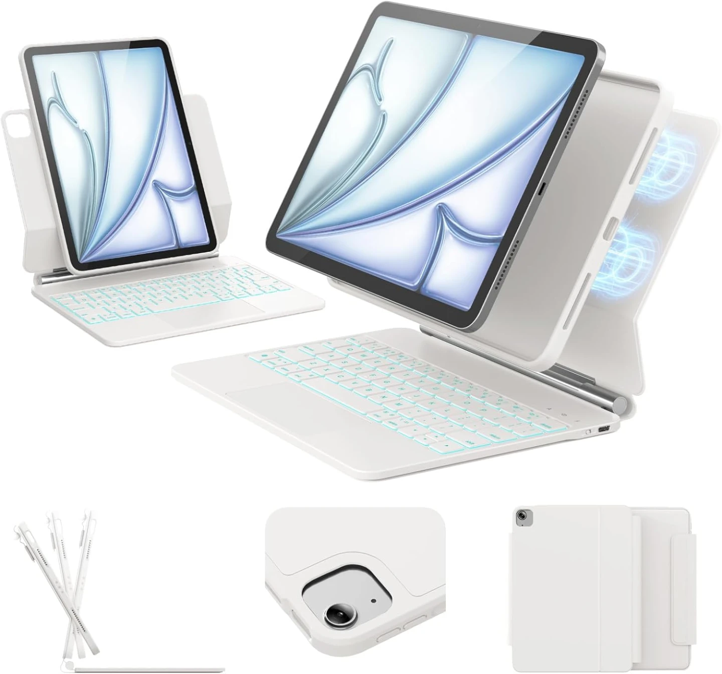 ZYNTHRALIX iPad Air 11" Case with Backlit Keyboard - White