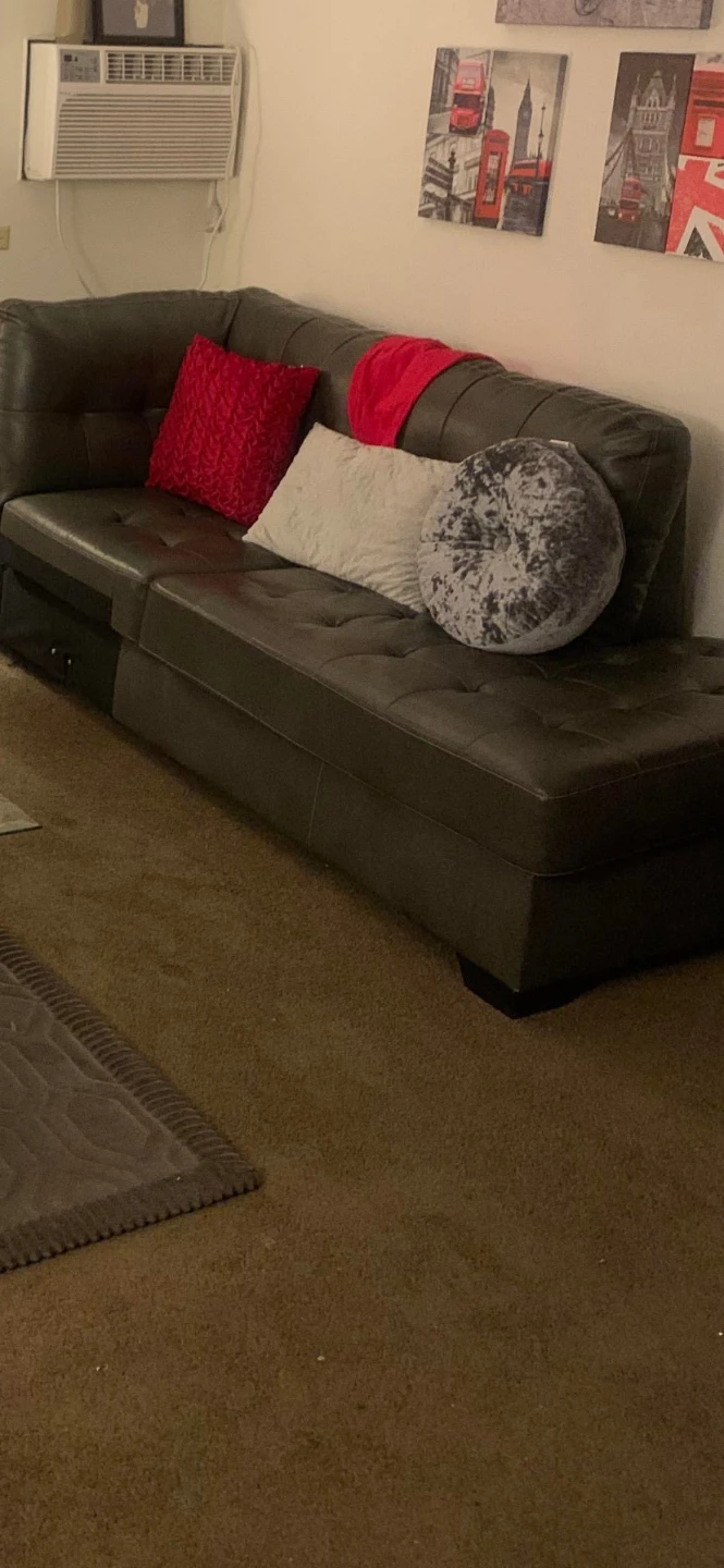 Dark Gray Tufted Sectional Sofa - photo 2