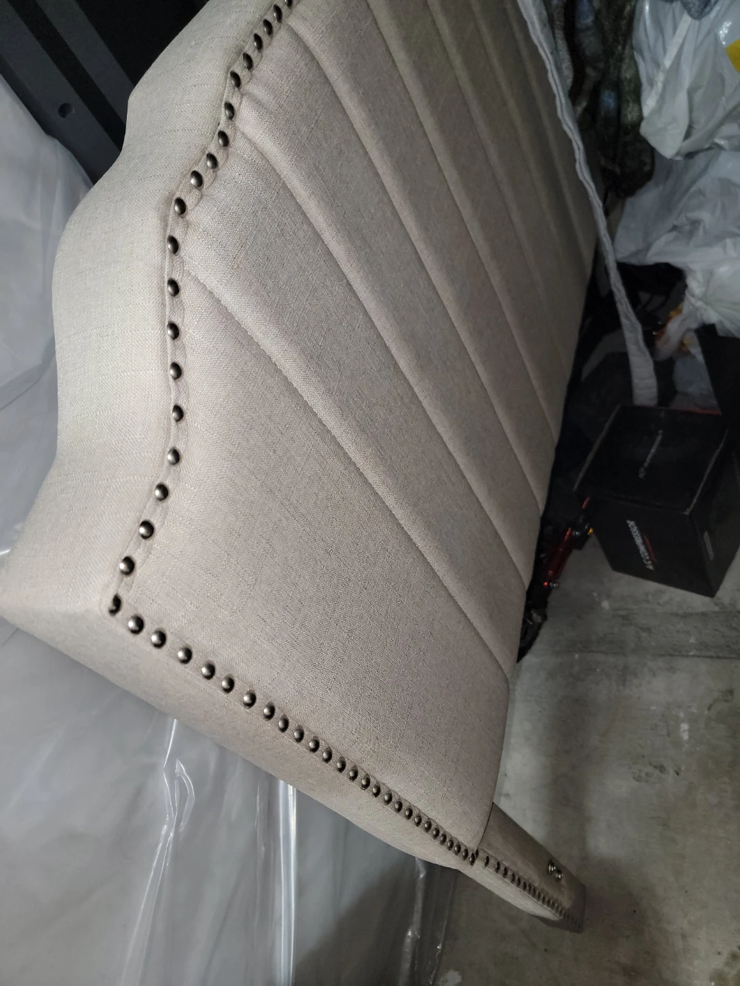 Tufted Upholstered Headboard - Queen Size - Beige