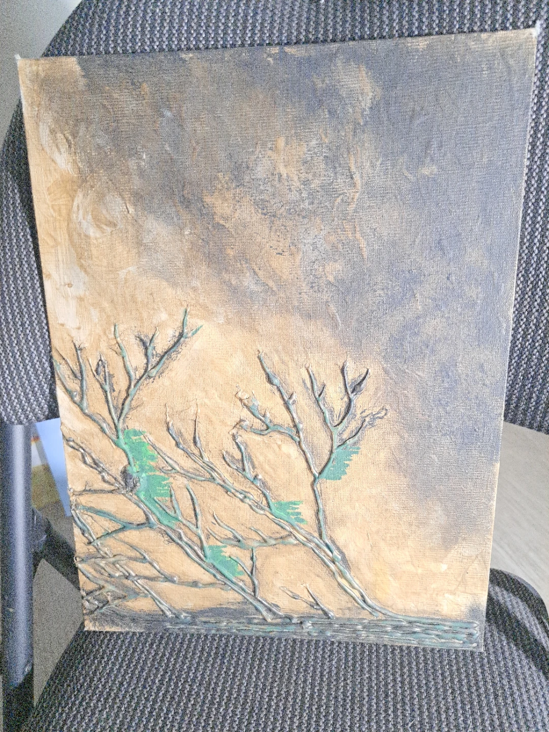 Textured Art Painting of Tree Branches