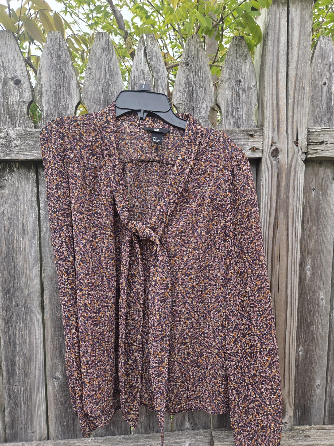 H&M Floral Tie Neck Blouse