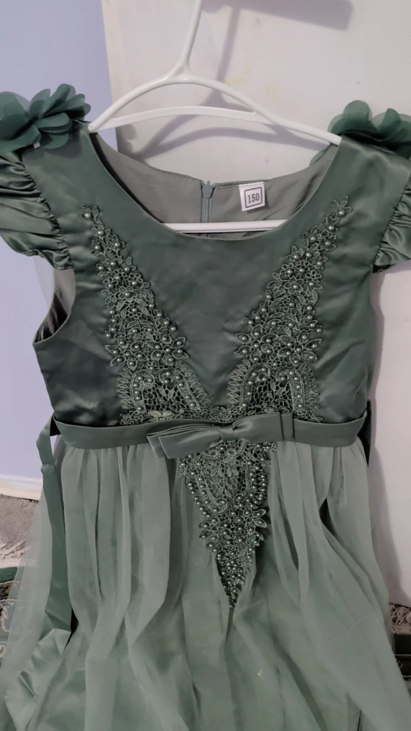 Girls Green Embellished Party Dress - photo 2
