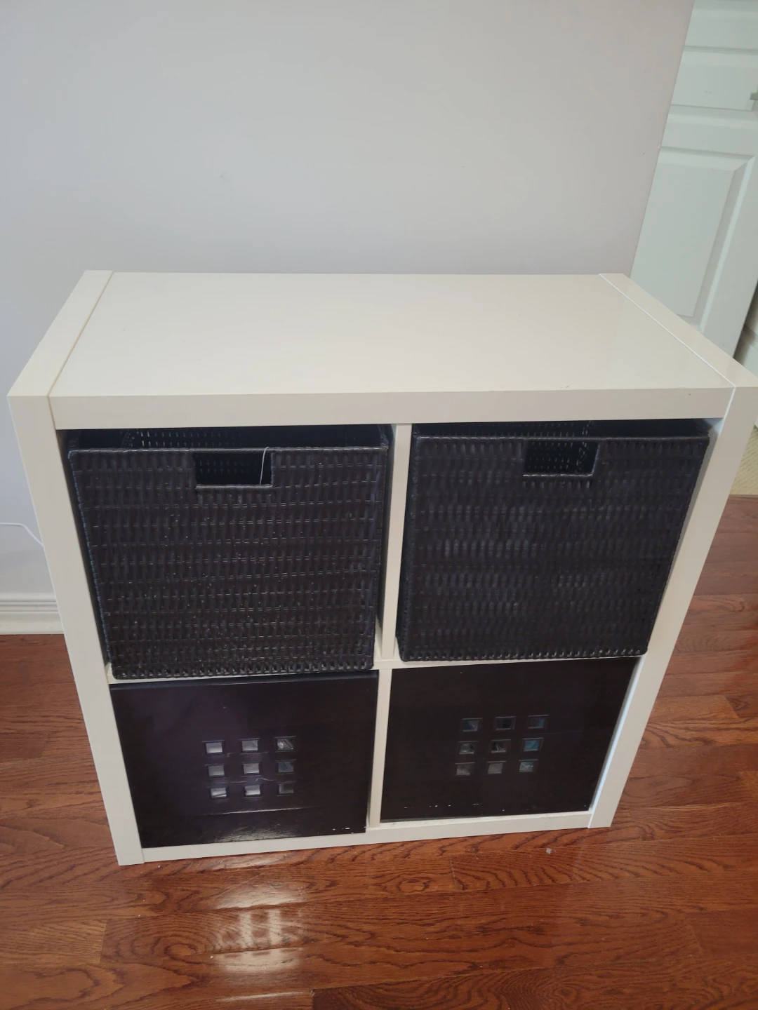 Ikea White 4-Cube Storage Unit with 4Baskets . - photo 3