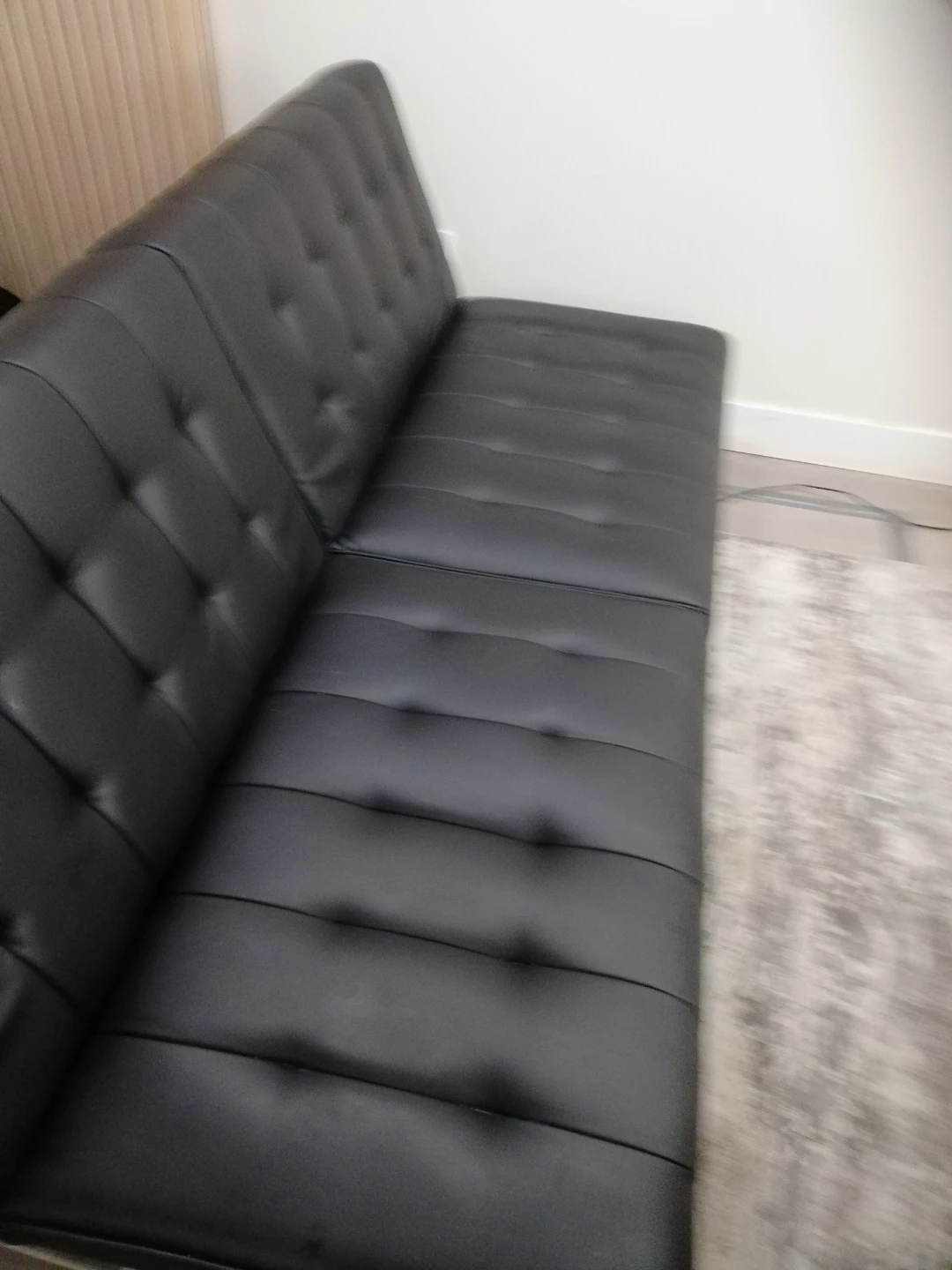 Black Faux Leather Futon Sofa Bed - photo 2