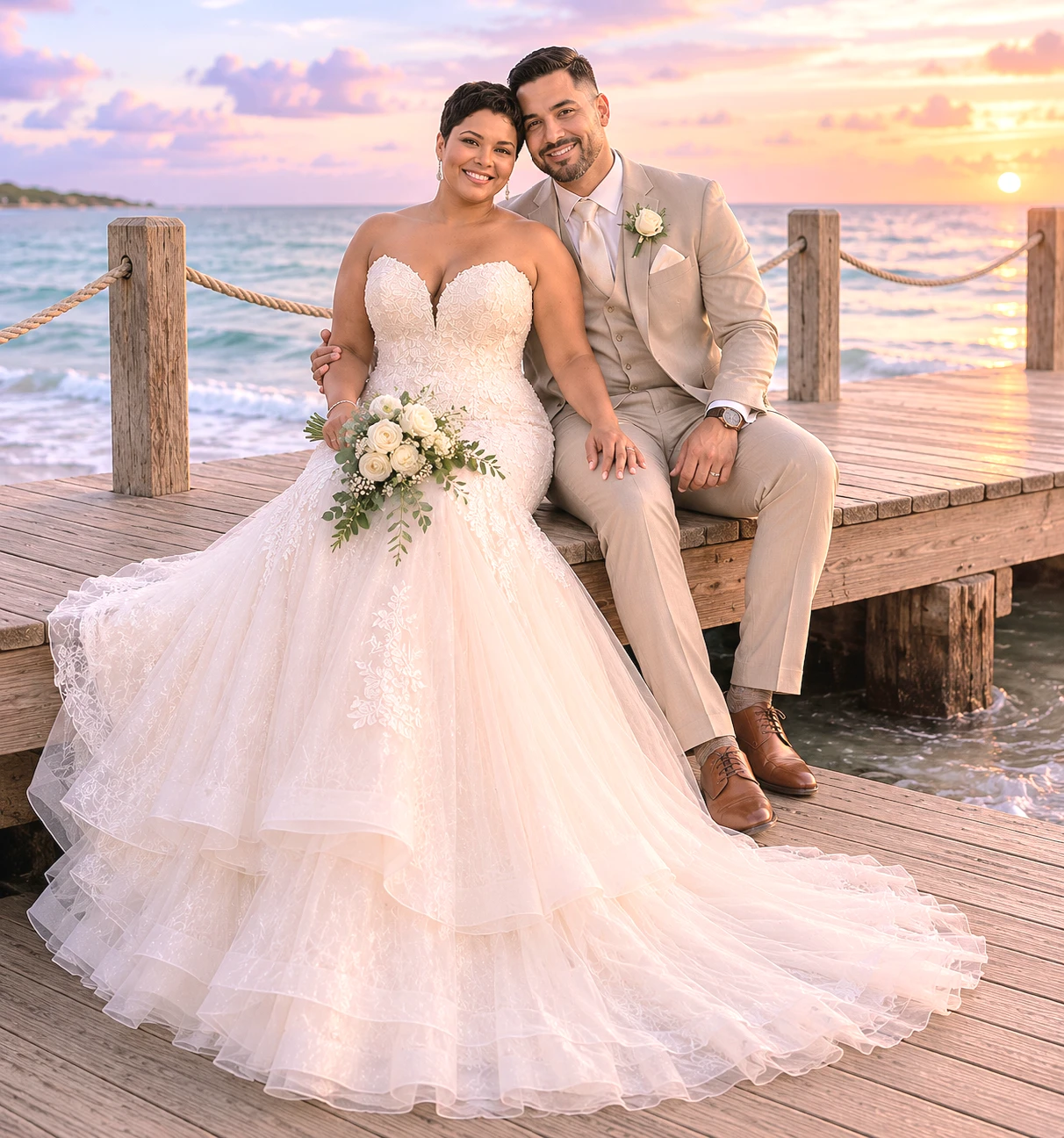 Bonnetta Wedding Dress Size 16-18 Ivory Lace Sweep Train - photo 3