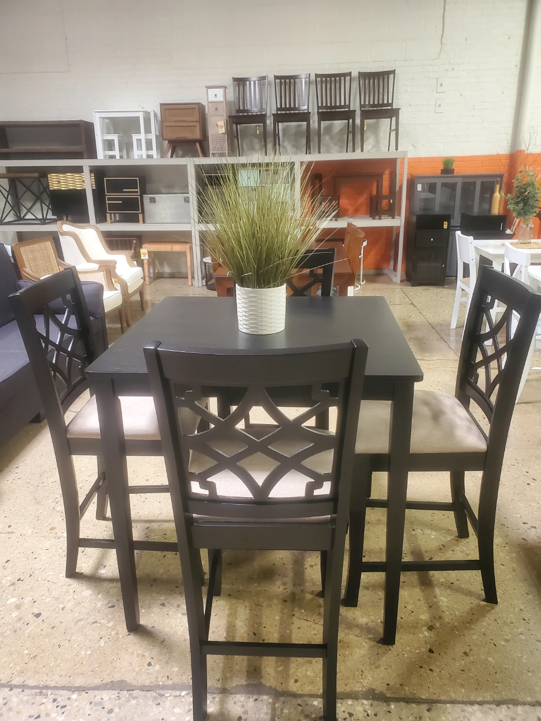 Black Counter Height Dining Set with 4 Chairs