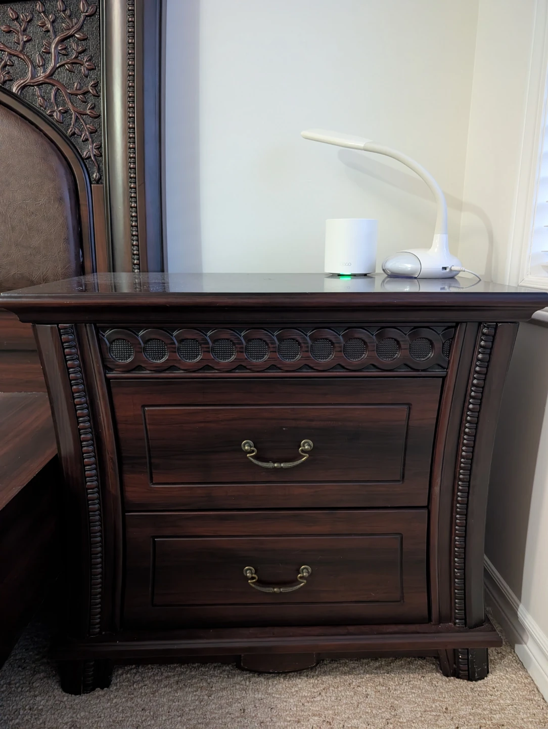 Dark Wood Bedroom Set - Dresser, Bed Frame & Nightstands - photo 3