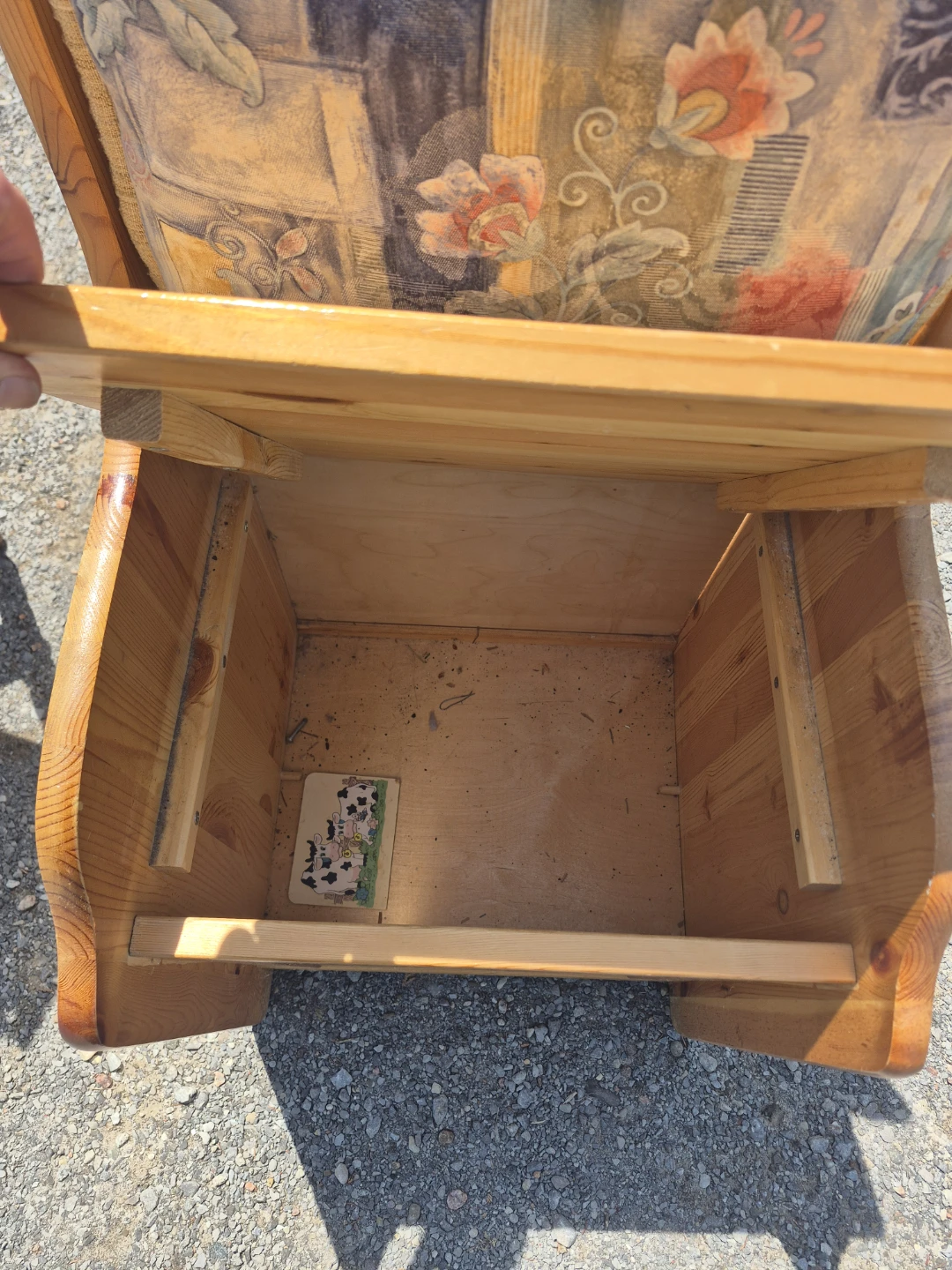 Wooden Storage Bench with Floral Cushion - photo 2
