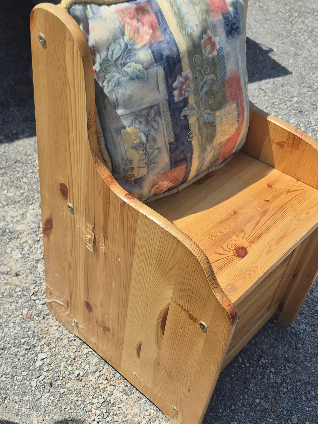 Wooden Storage Bench with Floral Cushion - photo 3