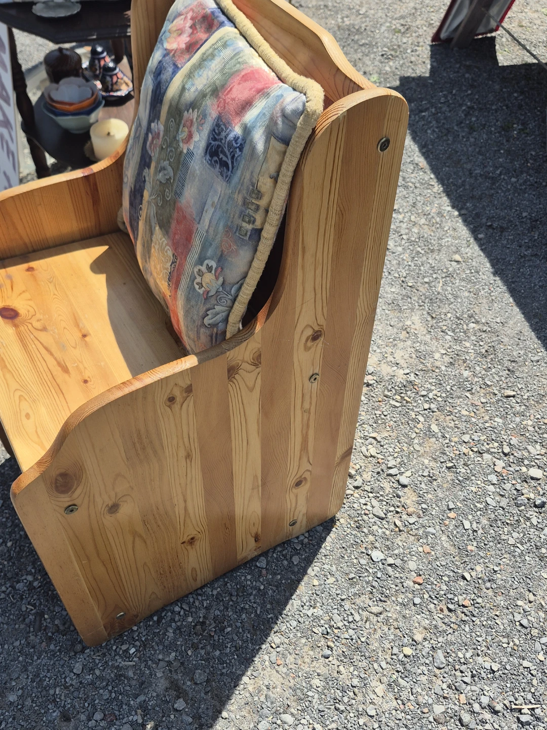 Wooden Storage Bench with Floral Cushion - photo 4
