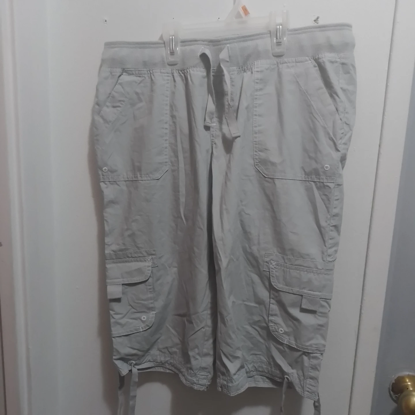 Women's Capris - Light Grey Cargo Pants
