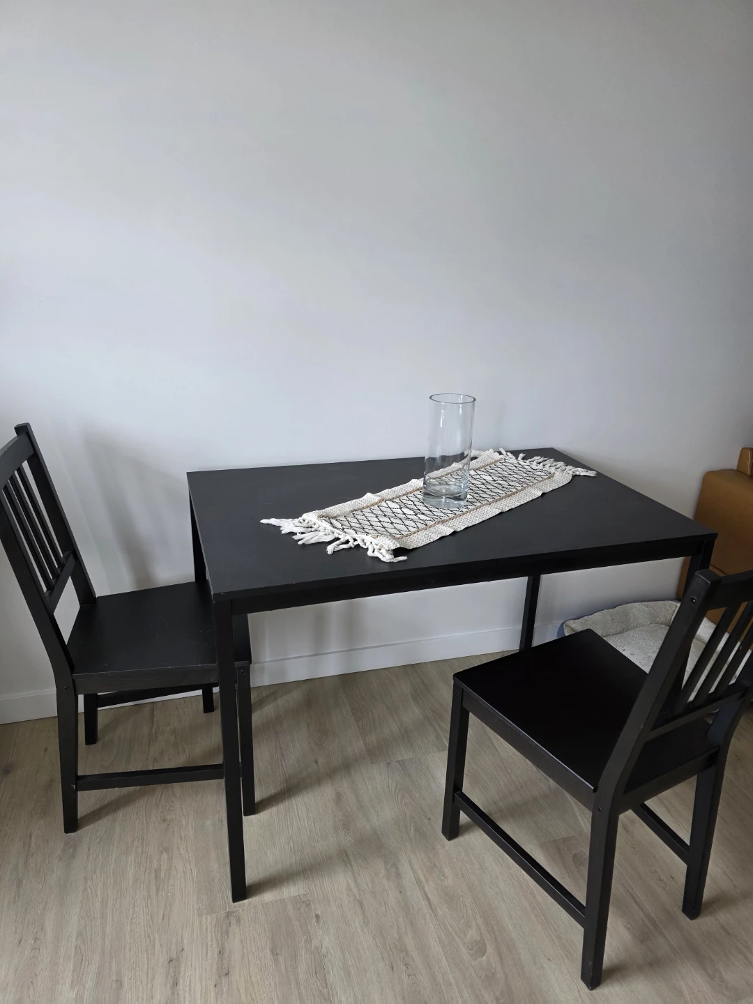 Black Dining Table with Two Chairs