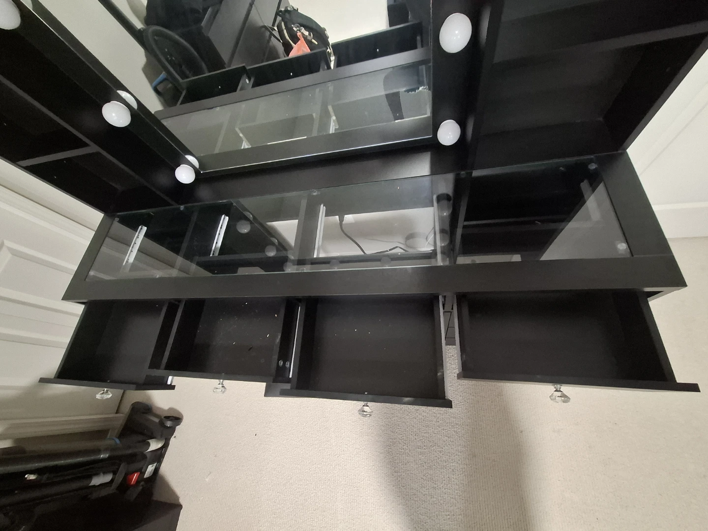New Black Makeup Table with Lights and Stool - photo 4