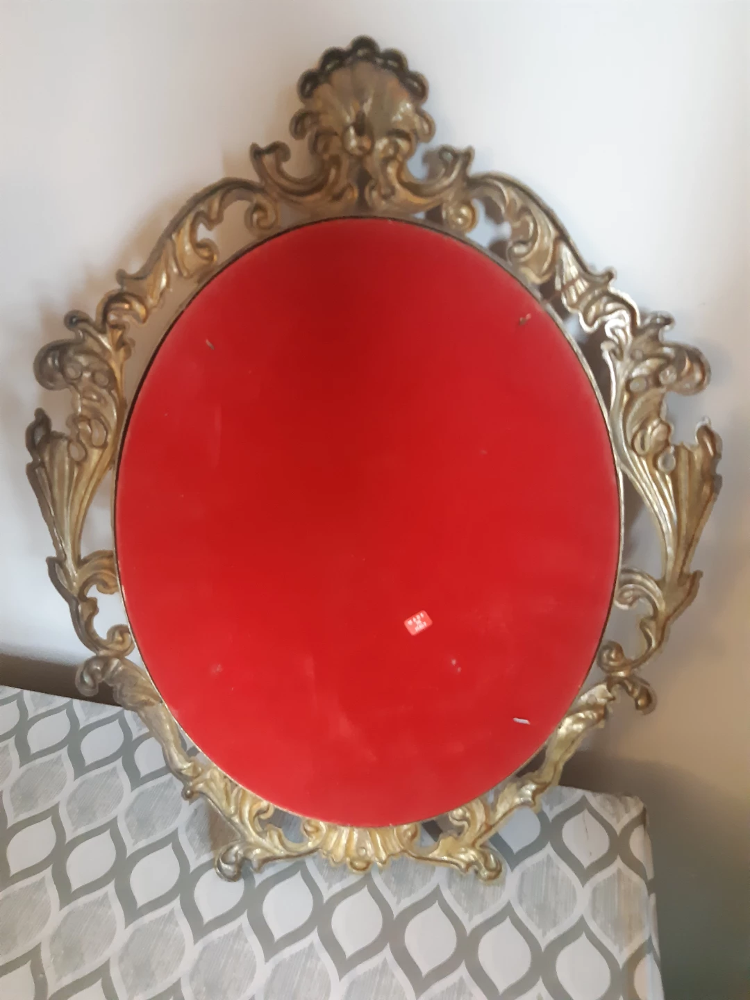 Vintage Ornate Oval Wall Mirror with Woman Portrait - photo 2