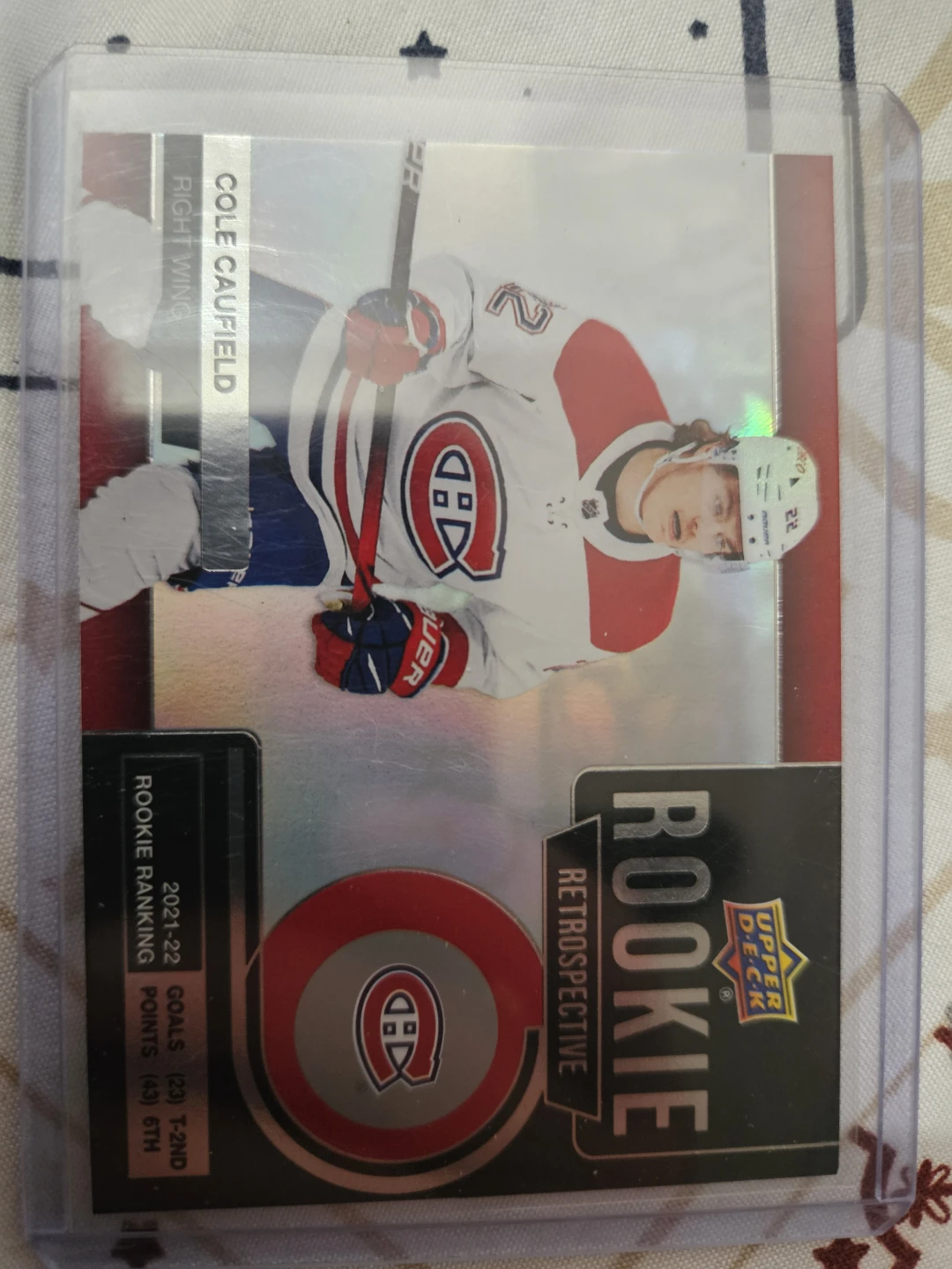 Upper Deck Retrospective Rookie Cole Caufield Hockey Card