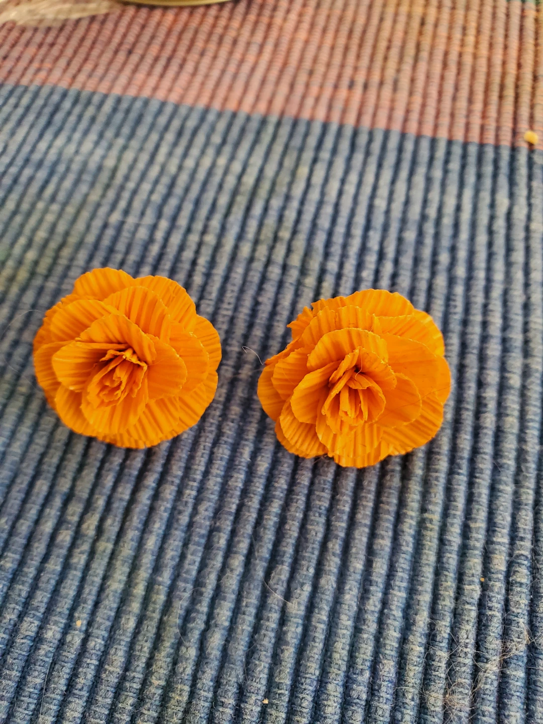 Orange Floral Stud Earrings