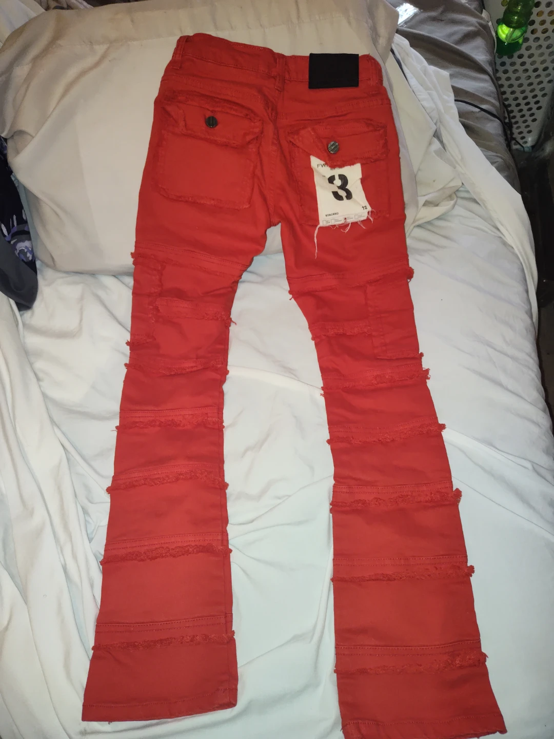 FWRD DENIM Red Stacked Flare Jeans