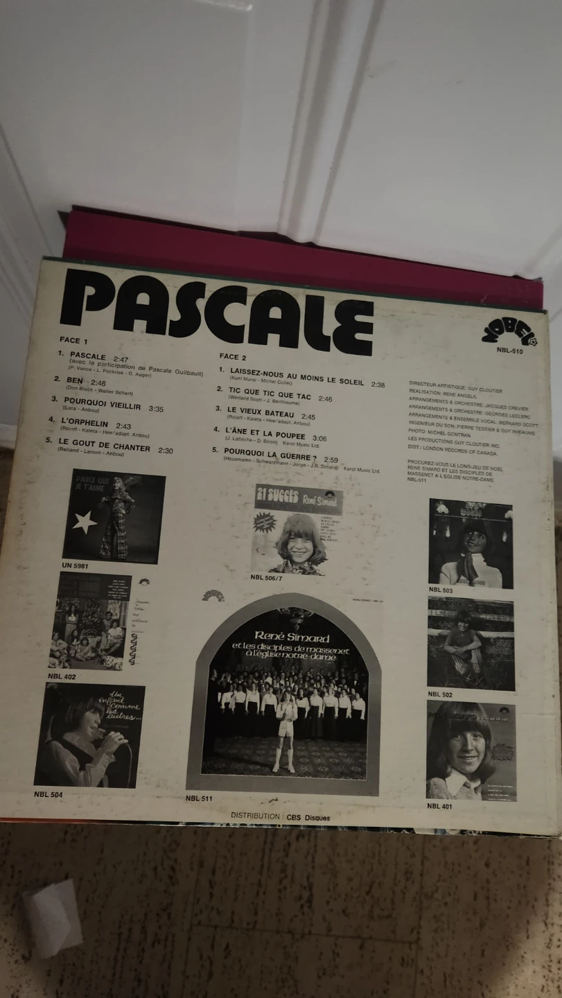 Pascale by René Simard Vinyl Record NBL 510 - photo 2