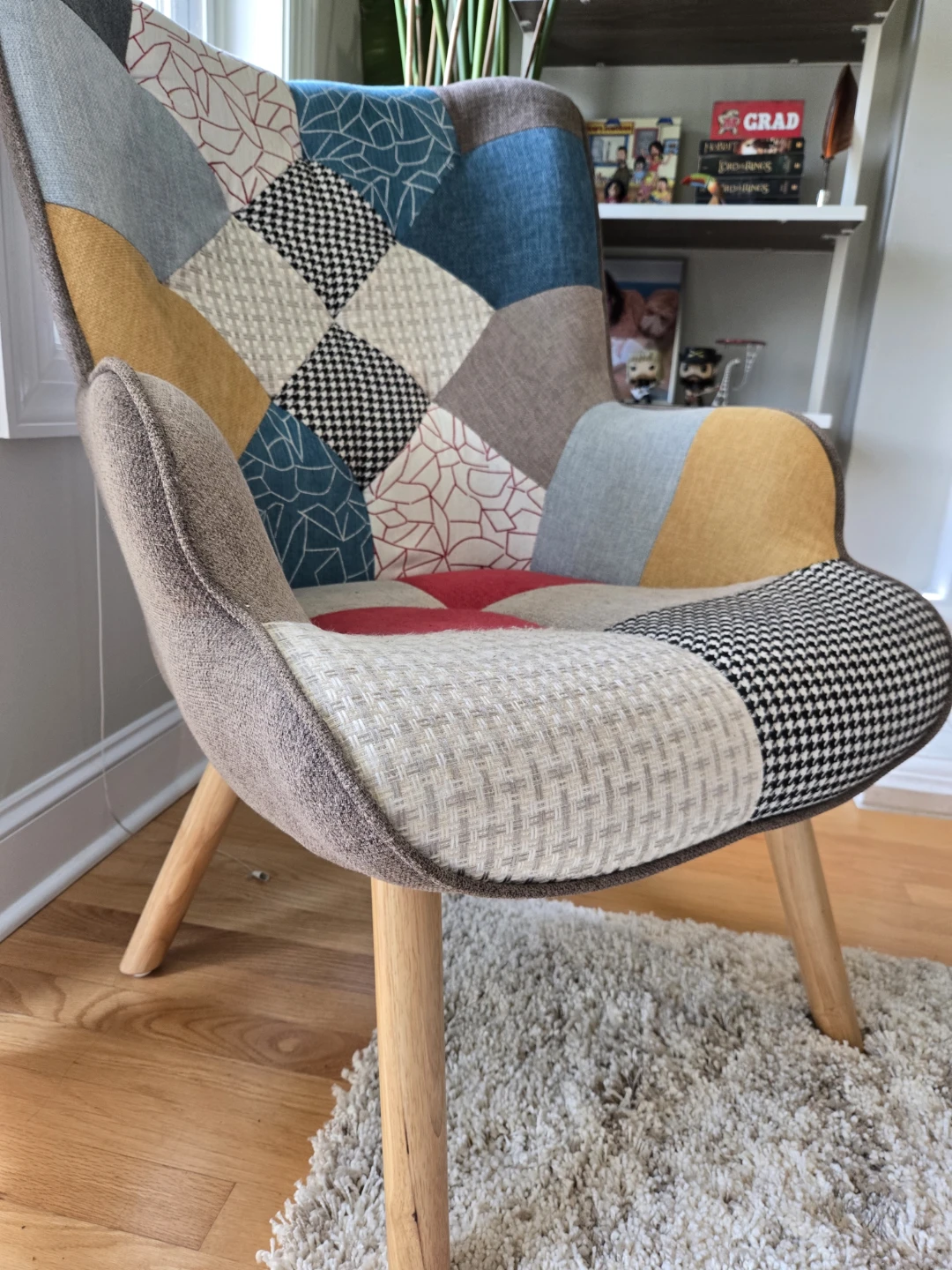 Patchwork Accent Chair with Ottoman - photo 2