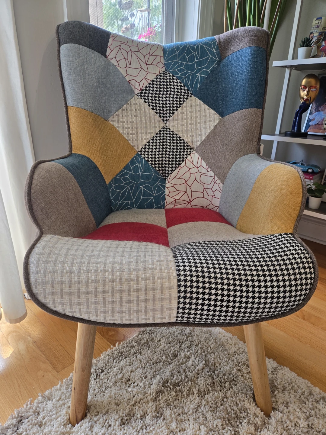 Patchwork Accent Chair with Ottoman - photo 3
