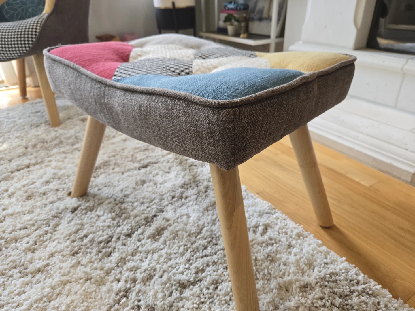 Patchwork Accent Chair with Ottoman - photo 5