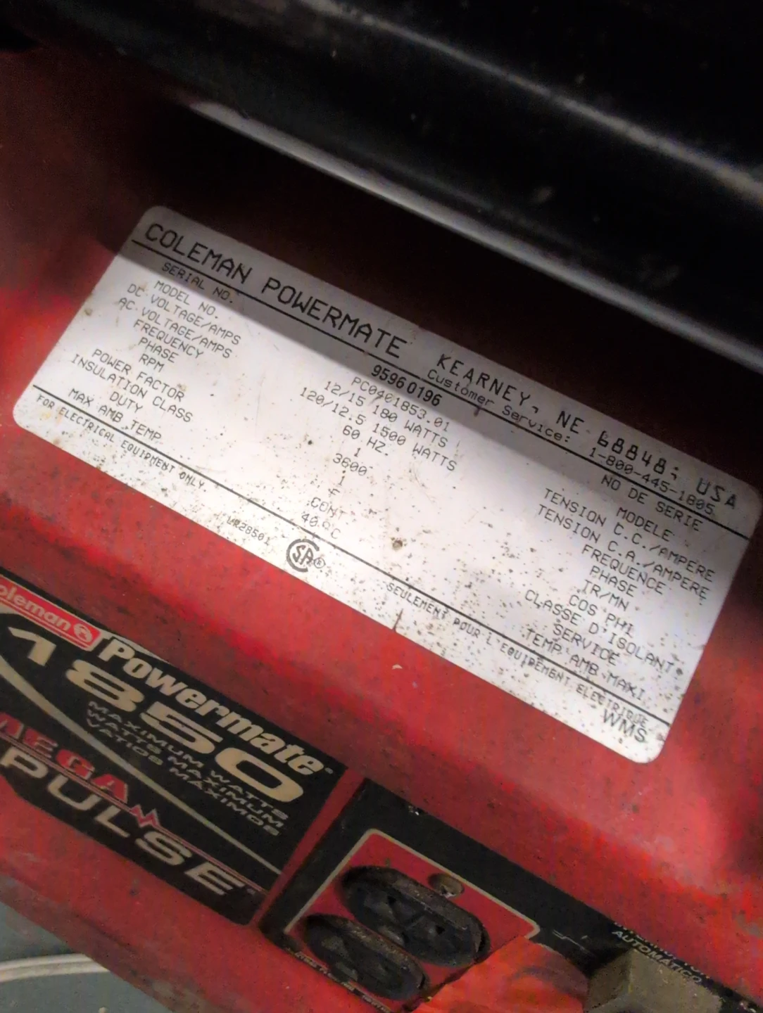 Coleman Powermate 1850 Generator - photo 2