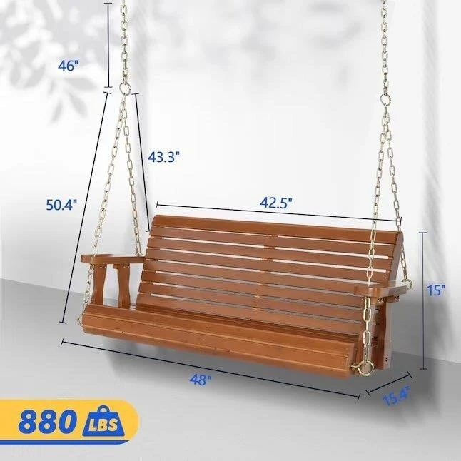 Cedarwood Porch Swing with Sun-Resistant Finish - photo 2