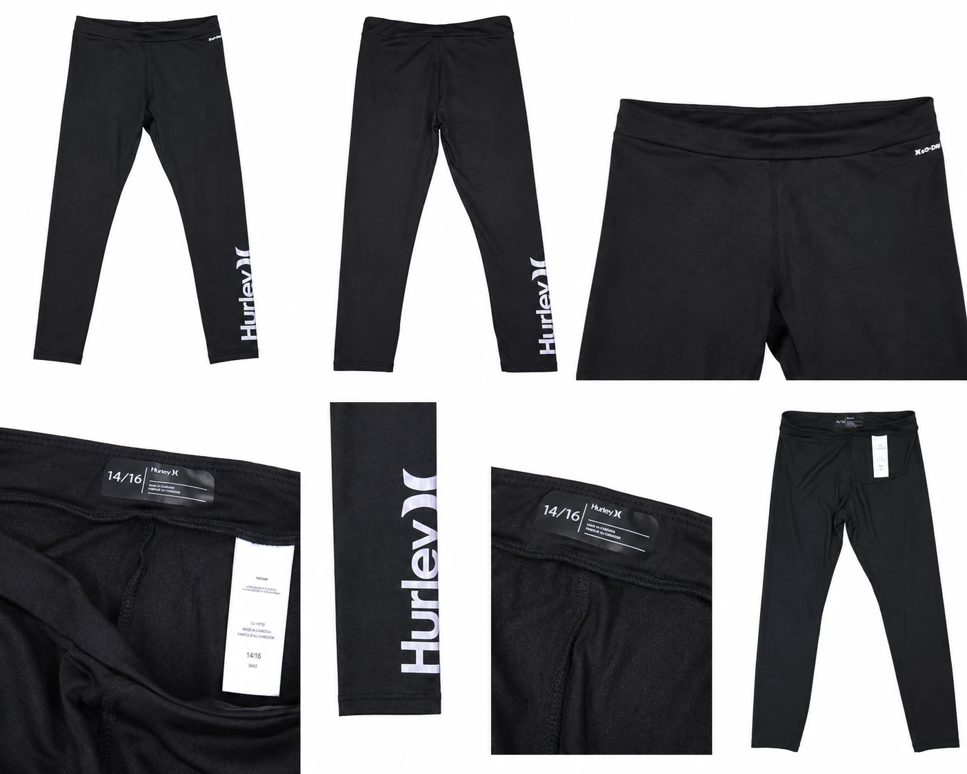 Hurley Girls 3/4 Length Black Leggings Size 14/16 (Fits 12-14) - photo 2