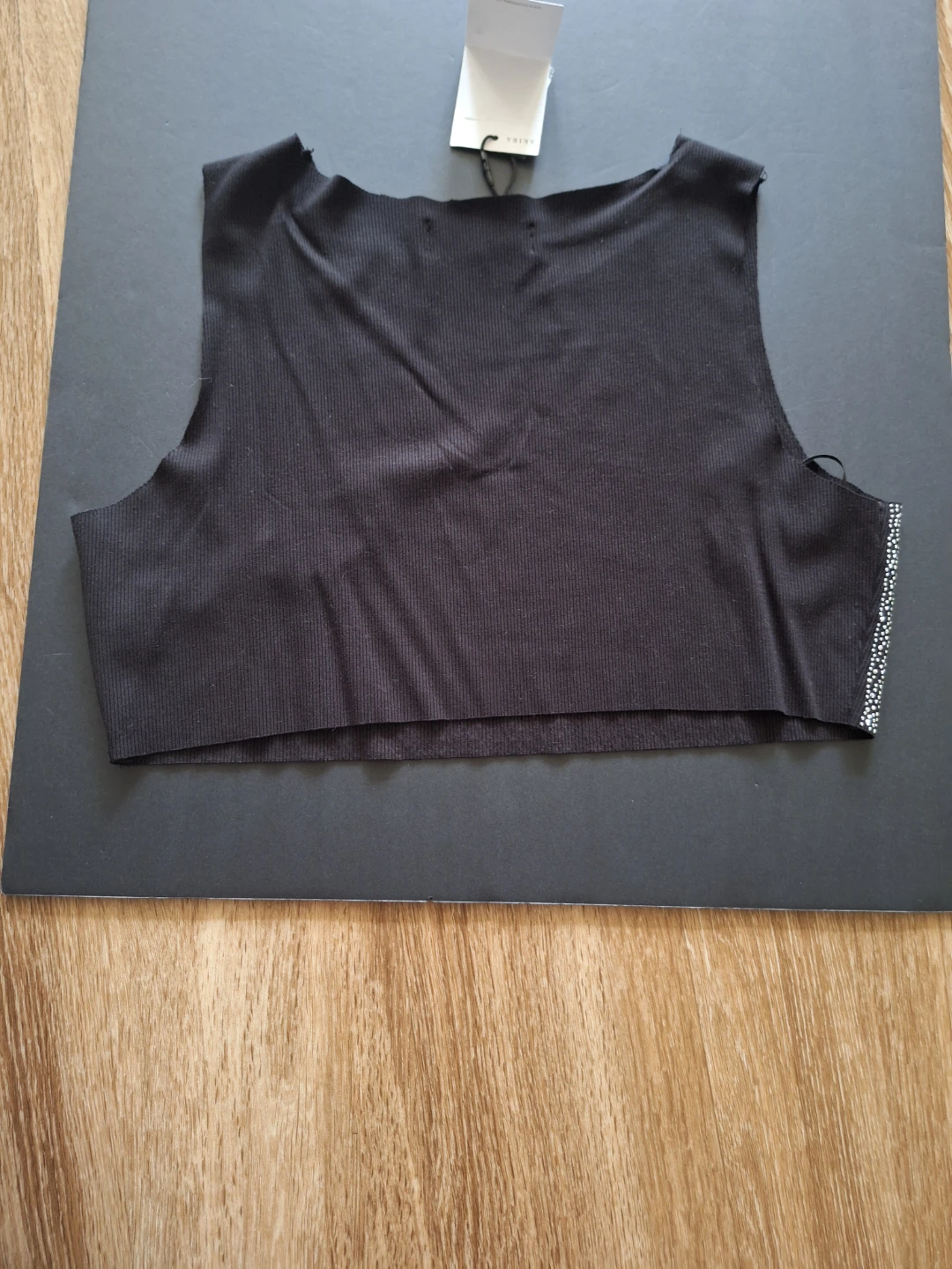 AKIRA Embellished Cropped Tank Top - Black, Size M - photo 2