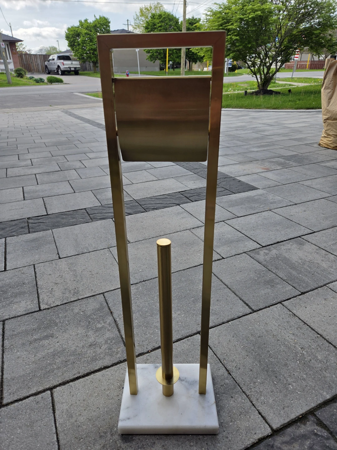 Modern Gold Toilet Paper Holder with Marble Base