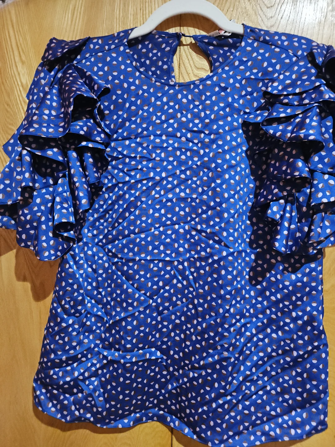 Kate Spade New York Blue Ruffle Sleeve Blouse XS