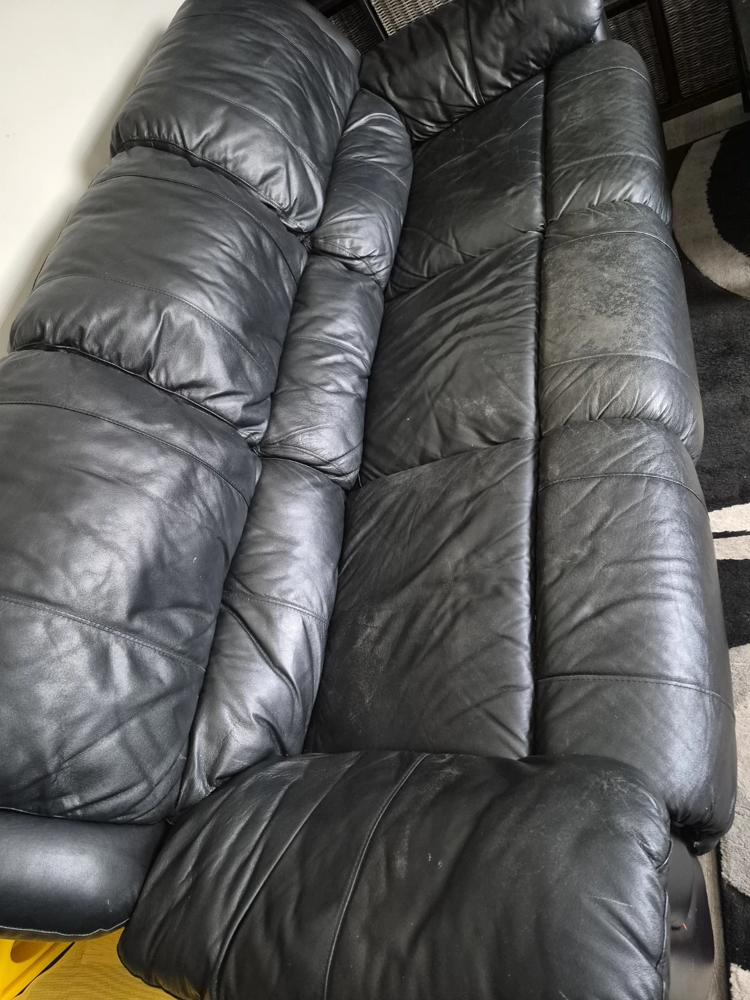 Black recliner Leather Couch