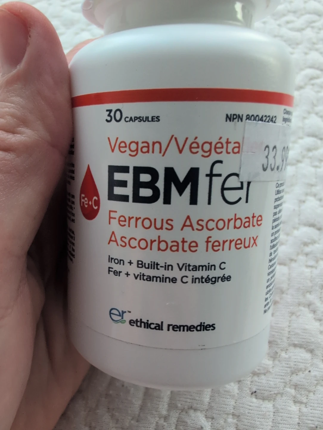 Ethical Remedies EBMfer Ferrous Ascorbate 30 Capsules