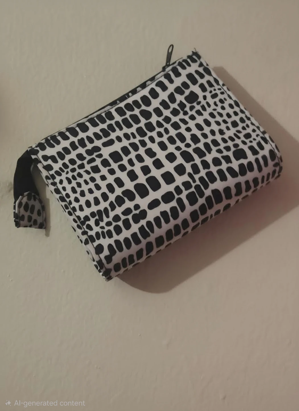 Black and White Patterned Zippered Pouch