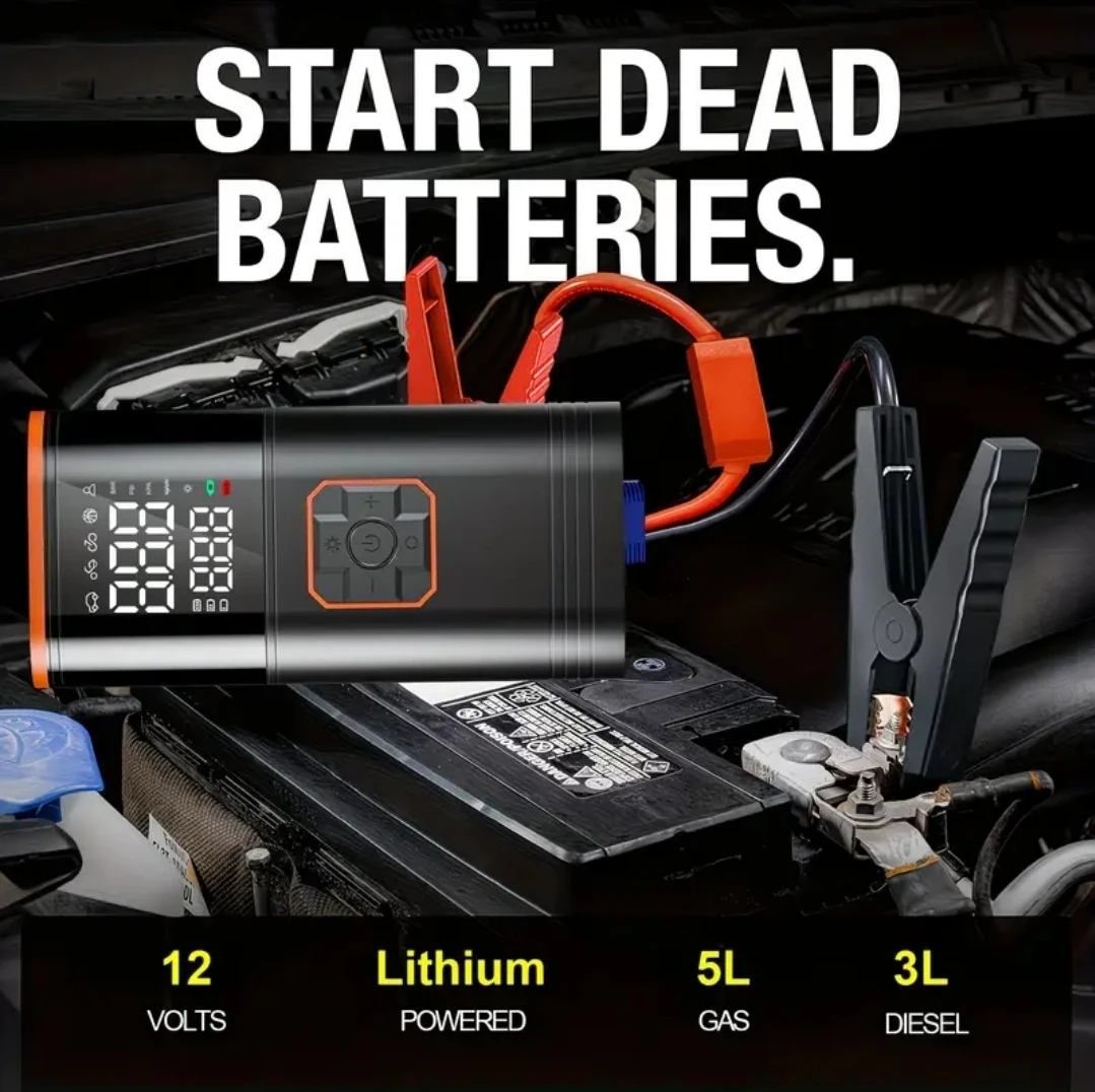 7-in-1 Air Inflator Jump Starter with LED Light - photo 2