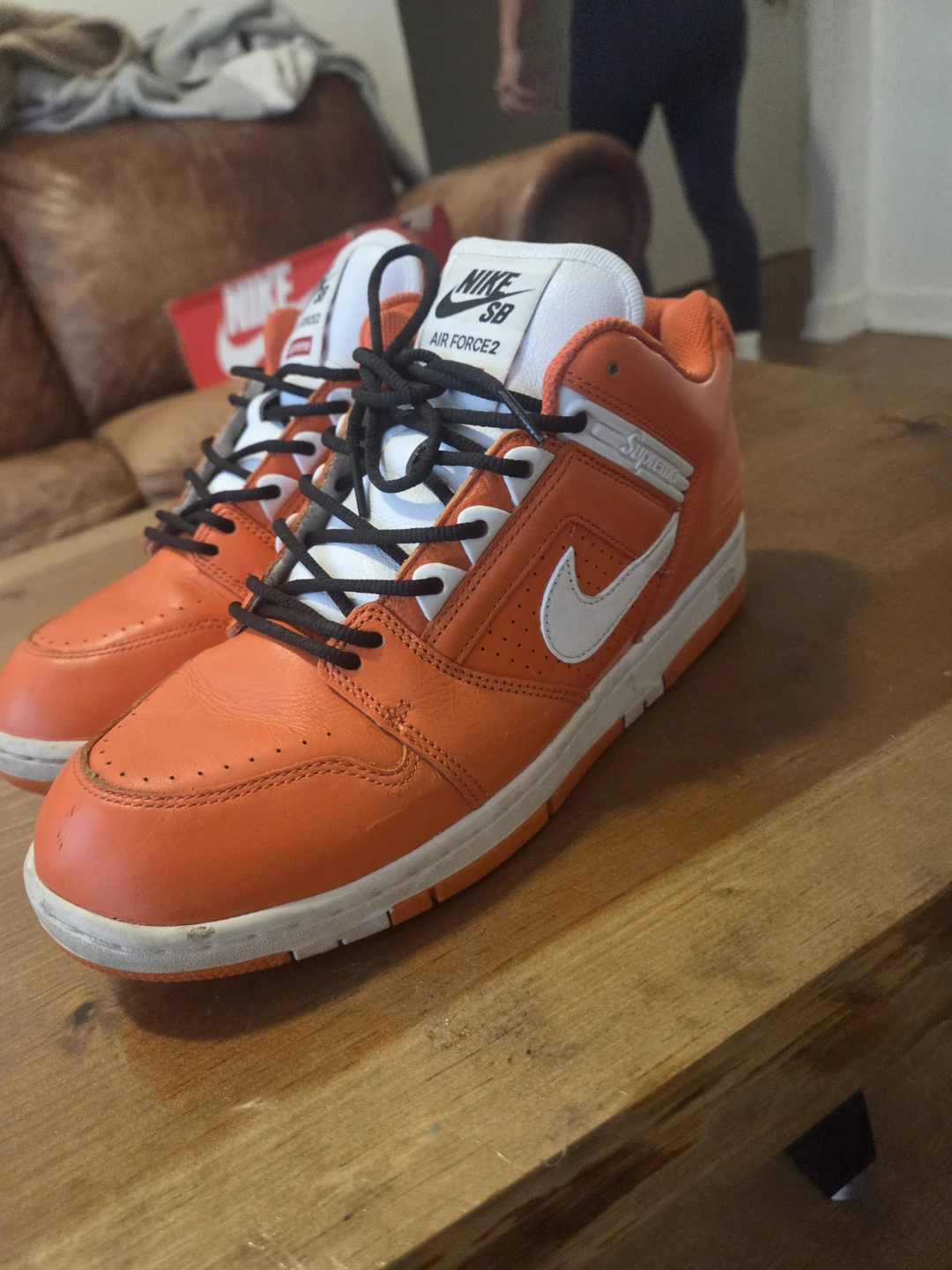 Nike SB Air Force 2 Supreme Orange Sneakers