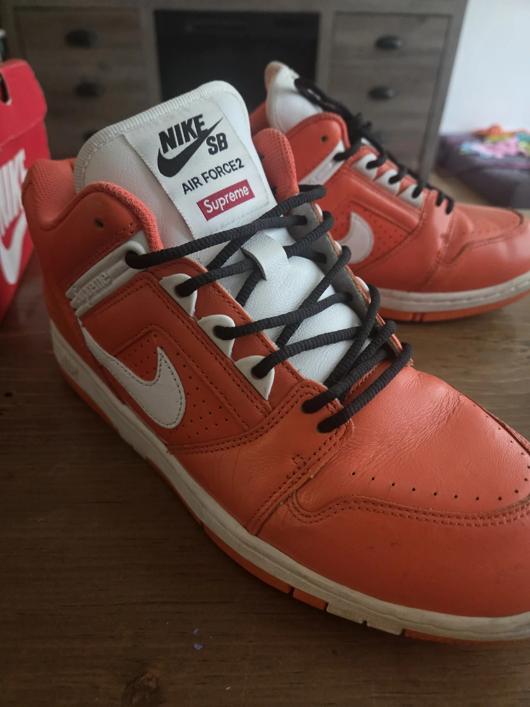 Nike SB Air Force 2 Supreme Orange Sneakers - photo 2