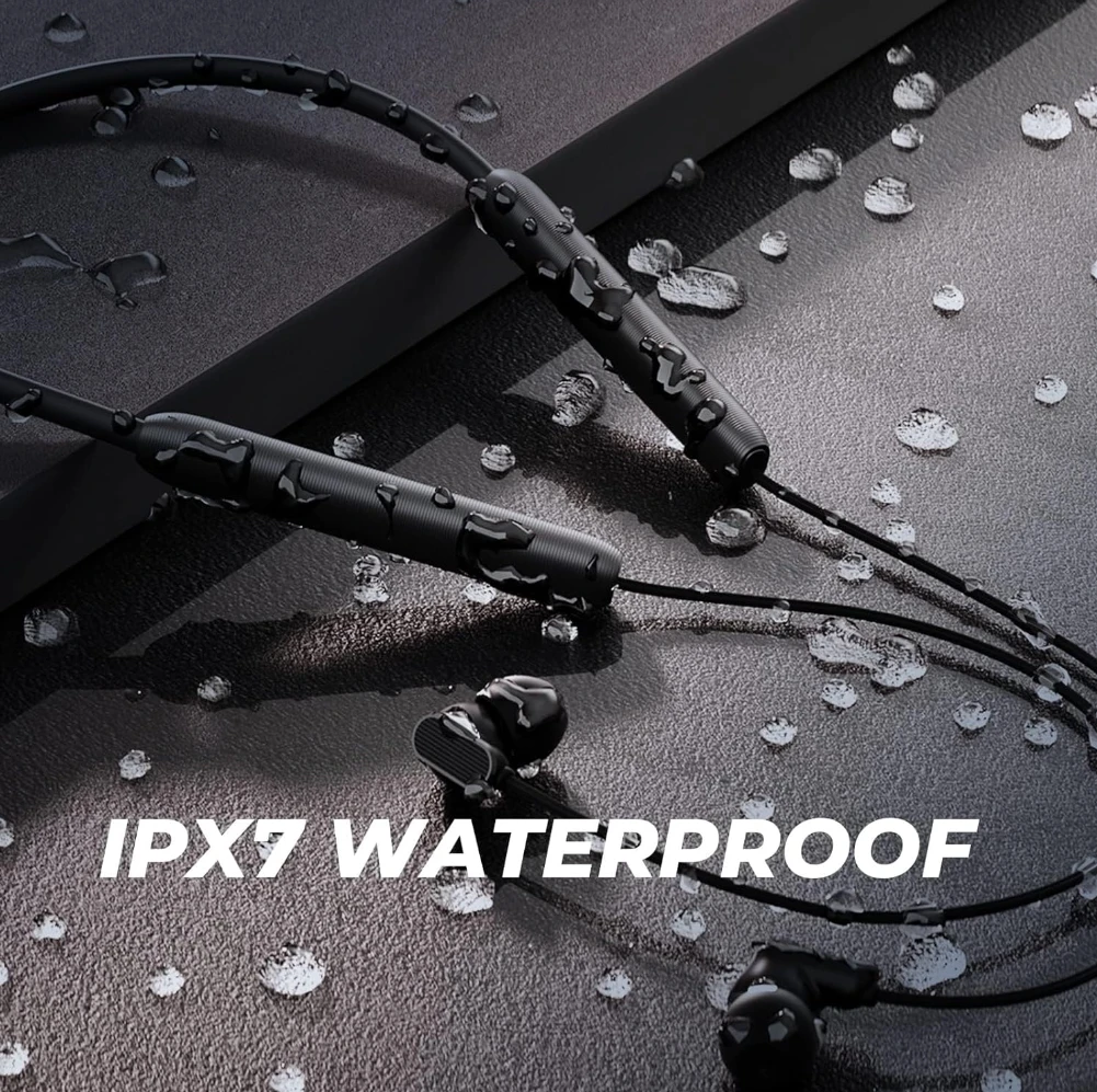 Black Neckband Wireless Earbuds with IPX7 Waterproof - photo 4