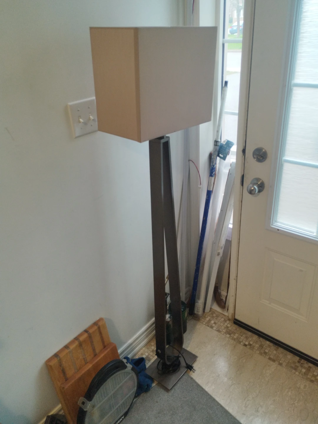 Modern Floor Lamp with Beige Square Shade