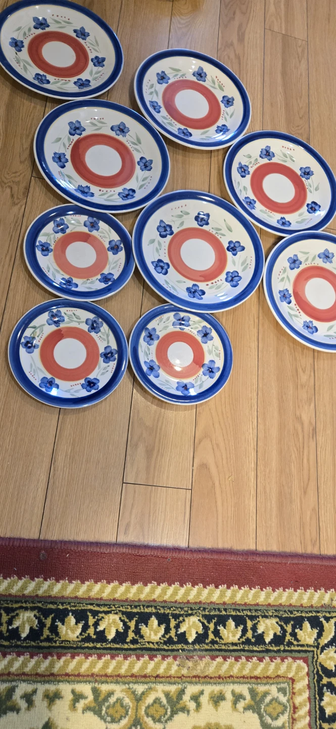 Set of 9 Decorative Plates with Blue Flowers - photo 3
